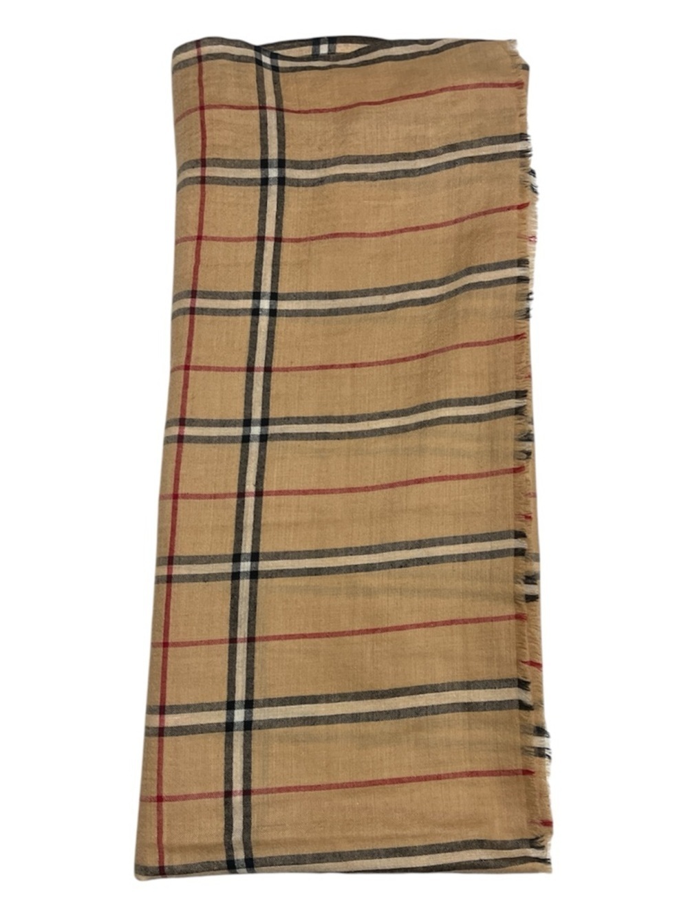 100% Cashmere Made in India Beige Plaid Lightweight Wrap Outstanding - Picture 3 of 10